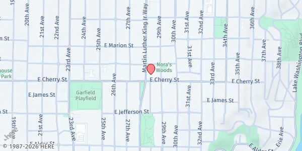 Map showing YWCA Seattle King Snohomish - Central Area Food Bank at 2820 E Cherry St, Seattle, WA