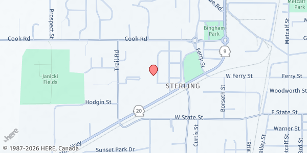 Map showing Helping Hands Food Bank at 601 Cook Rd, Sedro-Woolley, WA
