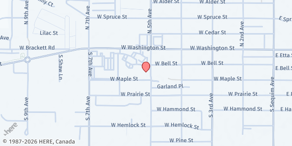 Map showing Sequim Food Bank at 251 S. 5th Avenue, Sequim, WA