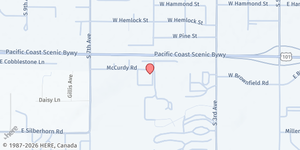 Map showing Sequim Food Bank at 525 McCurdy Rd, Sequim, WA