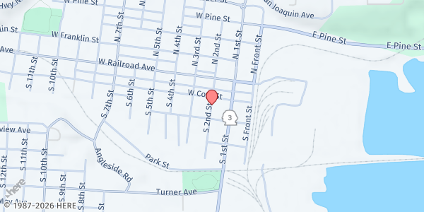 Map showing Saints Pantry Food Bank at 214 S 2nd Street, Shelton, WA