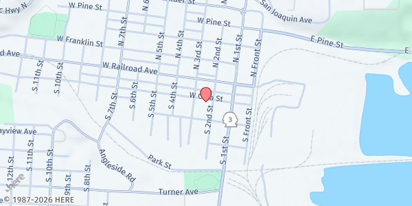 Map showing The Saints' Pantry Food Bank at 205 W Cota St., Shelton, WA