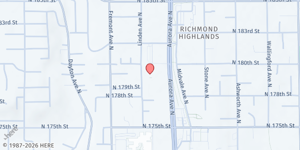 Map showing Hopelink Shoreline - Food Distribution Center at 17837 Aurora Ave N, Shoreline, WA