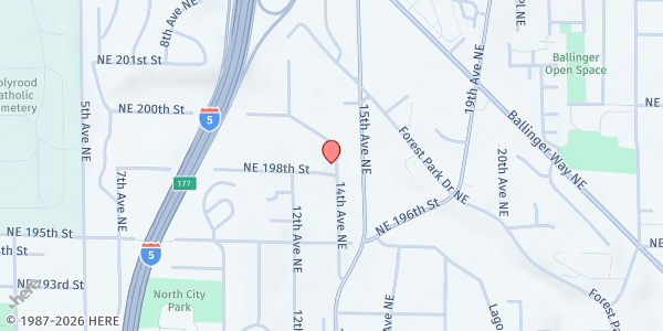Map showing Little Free Food Pantries - Shoreline at 1230 NE 198th St, Shoreline, WA