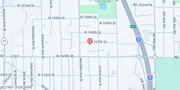 Map showing Rainbow Little Free Pantry at 2133 N 147th St, Shoreline, WA