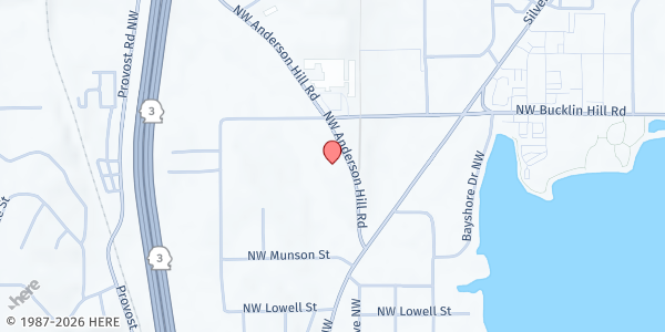 Map showing Central Kitsap Food Bank at 3537 NW Anderson Hill Rd, Silverdale, WA