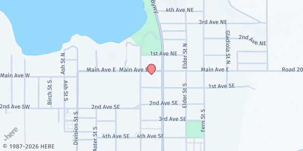 Map showing Soap Lake Food Bank at 325 E Main St, Soap Lake, WA