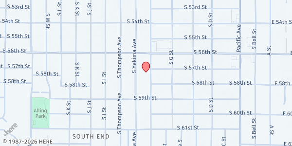 Map showing Bounty Food Bank at 5634 Park Avenue South, South End, WA