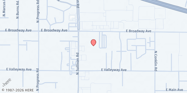Map showing Spokane Valley Assembly of God at 15618 E Broadway Ave, Spokane Valley, WA