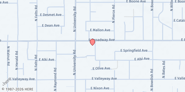 Map showing Spokane Valley Partners (Valley Food Bank) at 10814 E Broadway Ave, Spokane Valley, WA