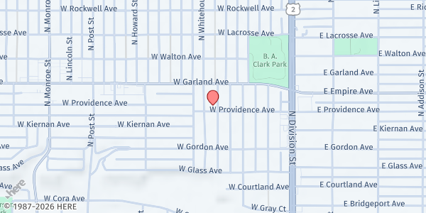 Map showing All Saints Lutheran - Food Distribution Center at 314 W Providence Ave, Spokane, WA