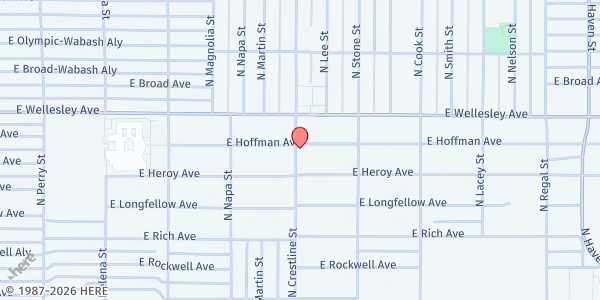 Map showing Crestline Church of the Nazarene at 4520 N Crestline St, Spokane, WA