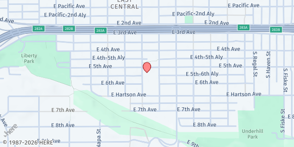 Map showing Dr. Martin Luther King Jr. Food Bank at 500 S Stone St, Spokane, WA
