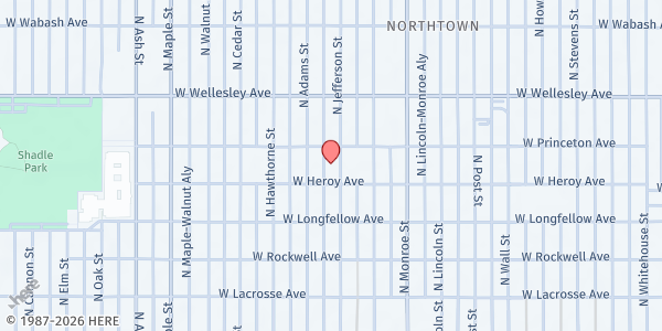 Map showing Little Free Food Pantry at 4417 N Jefferson St, Spokane, WA