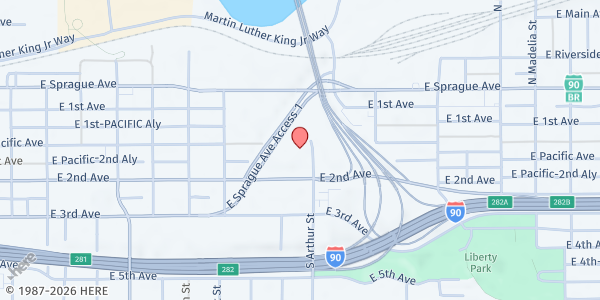 Map showing Resource Center of Spokane County at 130 S Arthur St, Spokane, WA