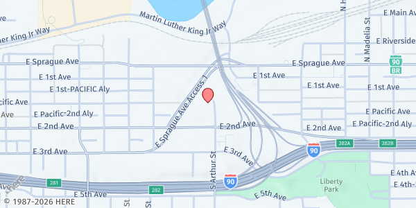 Map showing Resources at WorkSource Spokane at 130 S Arthur St, Spokane, WA