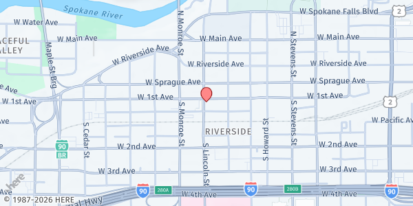 Map showing Saint Margaret's Women's Shelter - Food Distribution Center at Spokane, Spokane, WA