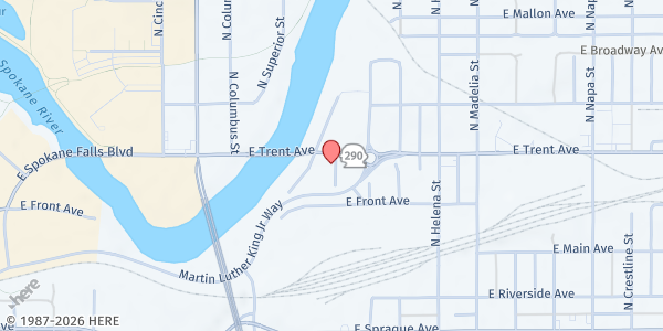 Map showing Union Gospel Mission - Food Distribution Center at 1224 E Trent Ave, Spokane, WA
