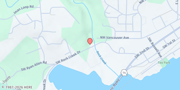 Map showing Stevenson Food Bank at 683 SW Rock Creek Dr, Stevenson, WA