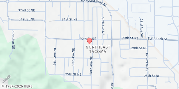 Map showing Faith Baptist Church at 5714 29th St. NE, Tacoma, WA
