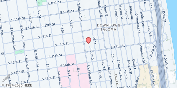 Map showing Hospitality Kitchen at 702 S 14th St, Tacoma, WA