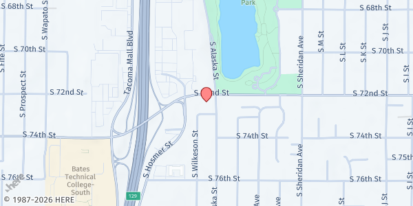Map showing Nourish Pierce County - Tacoma at 1702 S 72nd St, Tacoma, WA