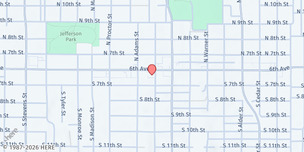 Map showing Puget Sound Pet Food Bank at 608 S Washington St, Tacoma, WA