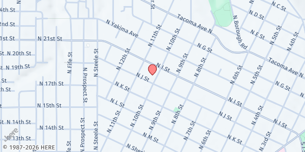 Map showing Saint Patrick's Parish - St. Vincent de Paul at 1001 North J Street, Tacoma, WA