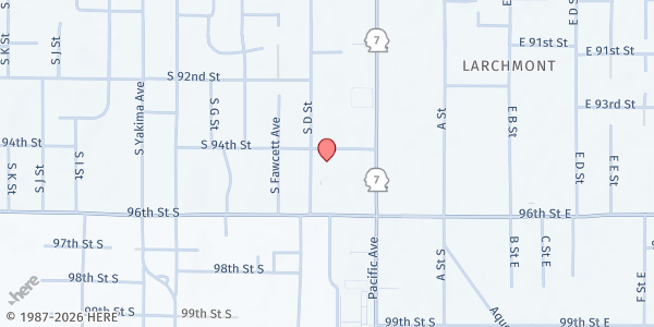 Map showing Samoan Family Support Services at 230 S 94th St, Tacoma, WA