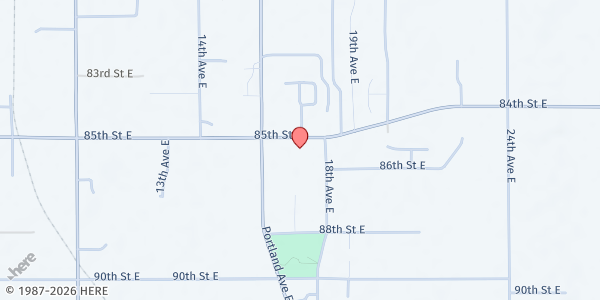 Map showing Southeast Nourish at 1704 85th Street East, Tacoma, WA