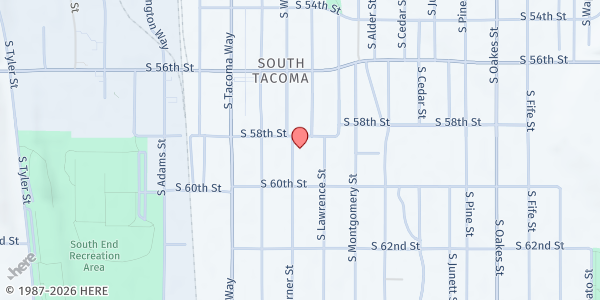 Map showing Visitation Church at 3314 S 58th St, Tacoma, WA