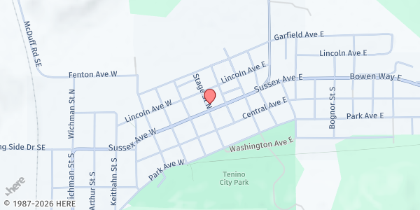 Map showing Tenino Community Service Center/Tenino Food Bank Plus at 224 Sussex Ave E, Tenino, WA