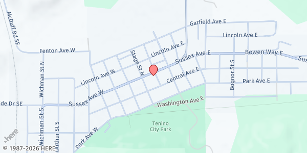 Map showing Tenino Food Bank Plus at 297 Sussex E., Tenino, WA