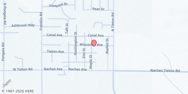 Map showing Highland Food Bank at 616 Maple St, Tieton, WA
