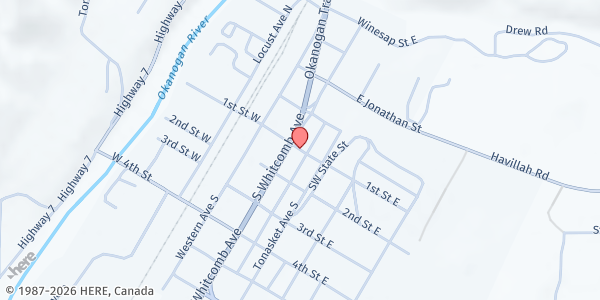 Map showing Tonasket Food Bank at 101 Hwy 97, Tonasket, WA