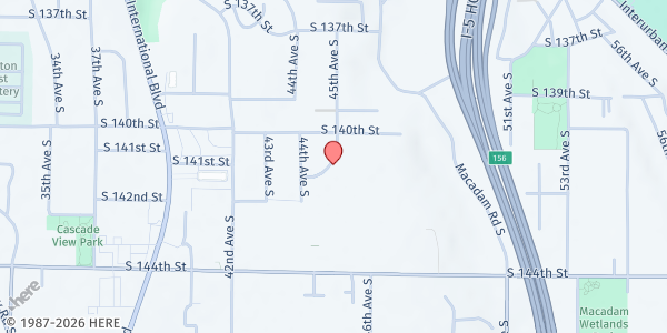Map showing St. Thomas Catholic Church - Outreach at 4415 S 140th St, Tukwila, WA