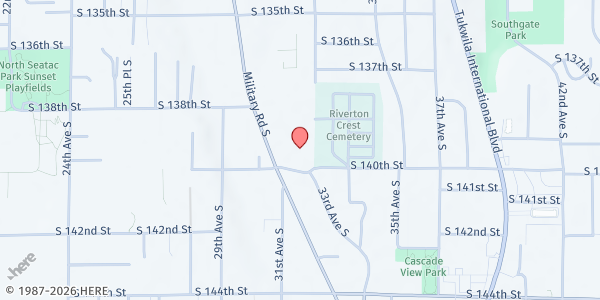 Map showing Tukwila Pantry at Riverton Park United Methodist at 3118 S 140th St, Tukwila, WA
