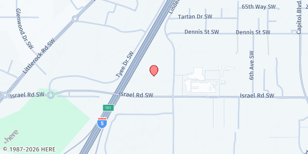 Map showing Mountain View Church at 940 Israel Rd SW, Tumwater, WA
