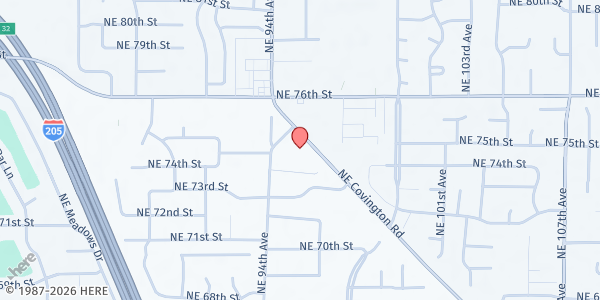 Map showing Bertha's Place at 7415 NE 94th Ave, Vancouver, WA