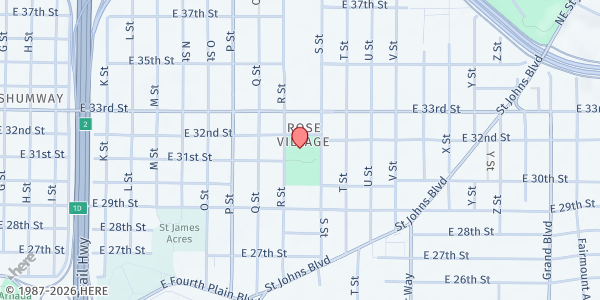 Map showing Boys & Girls Club of Southwest Washington - Washington Elementary Club at 2908 S St, Vancouver, WA