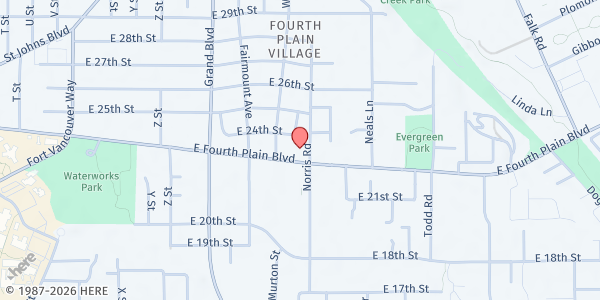 Map showing Clark County Adventist Community Services at 3114 E. Fourth Plain Blvd, Vancouver, WA