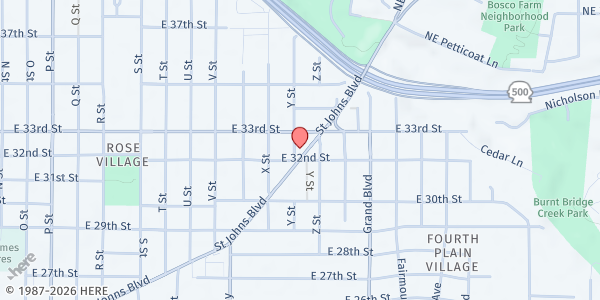 Map showing Clark County Adventist Community Services at 3200 St John's Blvd, Vancouver, WA