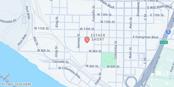 Map showing Clark County Veterans Assistance Center at 907 Harney Street, Vancouver, WA