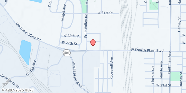 Map showing Community Kitchen - Fruit Valley at 1910 West Fourth Plain Blvd, Vancouver, WA