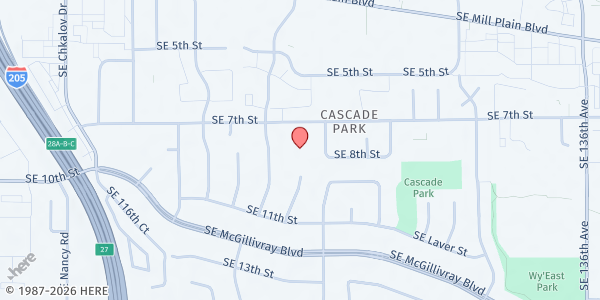 Map showing East Vancouver Community Church at 12415 SE 7th Street, Vancouver, WA