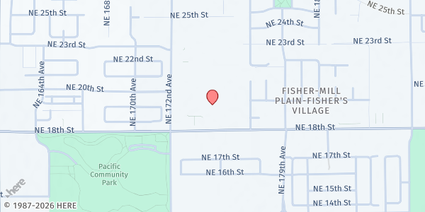 Map showing Harmony Elementary School at 17404 NE 18th St, Vancouver, WA
