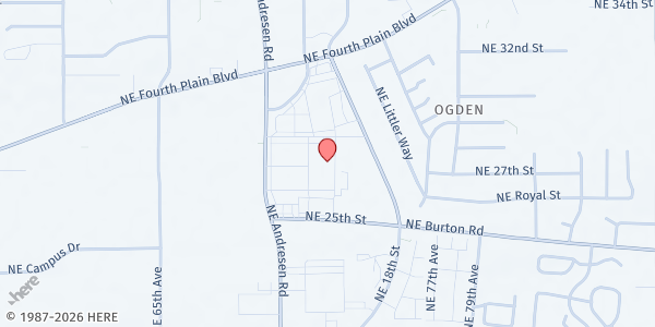 Map showing Living Hope Church at 2711 NE Andresen Rd, Vancouver, WA