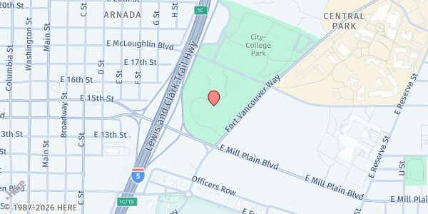 Map showing Luepke Center at 1009 E McLoughlin Blvd, Vancouver, WA