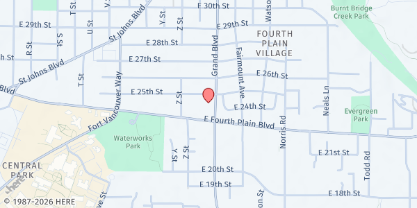 Map showing New Life Recovery Services at 2410 Grand Blvd, Vancouver, WA