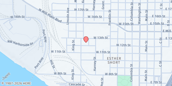 Map showing Open House Ministries at 900 W 12th St, Vancouver, WA